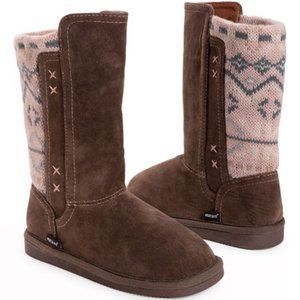 Muk Luks Brown Diamond Stripe Contrast-Panel Boot